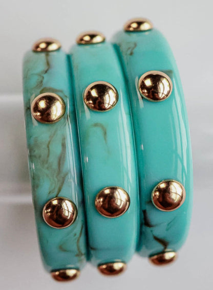 Aquamarine and Gold Bangle