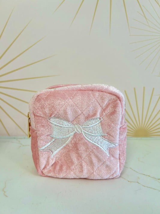Mini Pink Velvet Makeup Bag