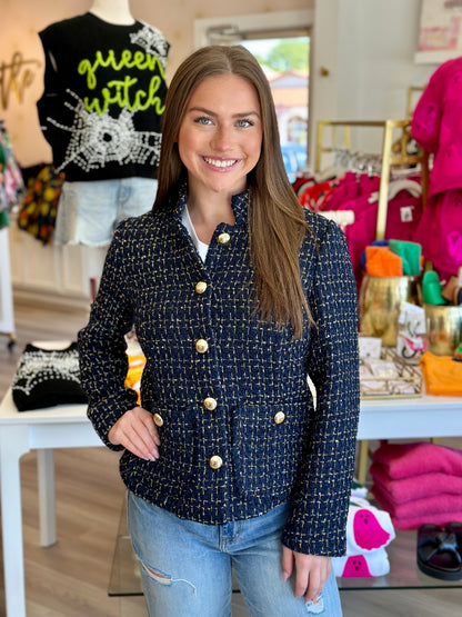 Tweed Blazer in Navy