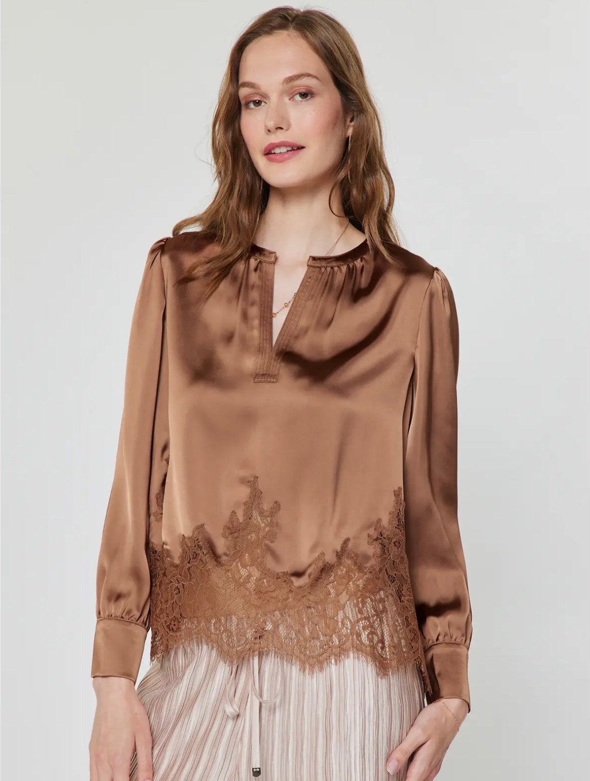 Madeline Lace Hem Blouse