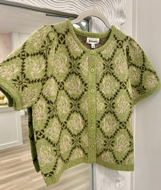 Short Sleeve Sweater in Avocado