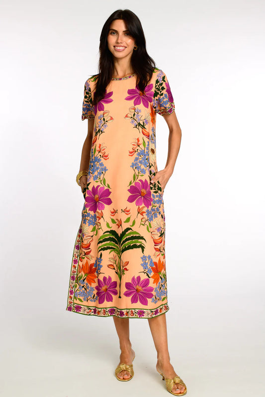 Tess Midi Dress in Tapestry Peach