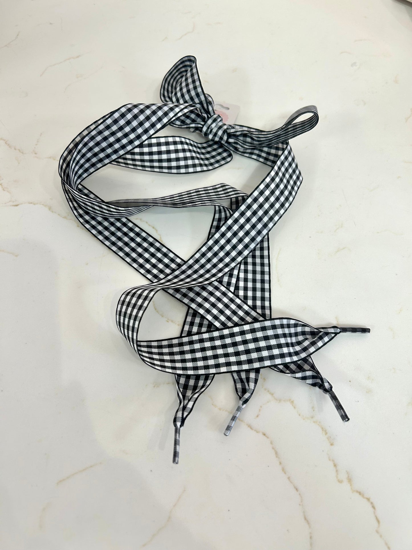 Black/White Gingham Shoe Laces