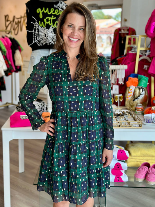Fit and Flare Dress in Green