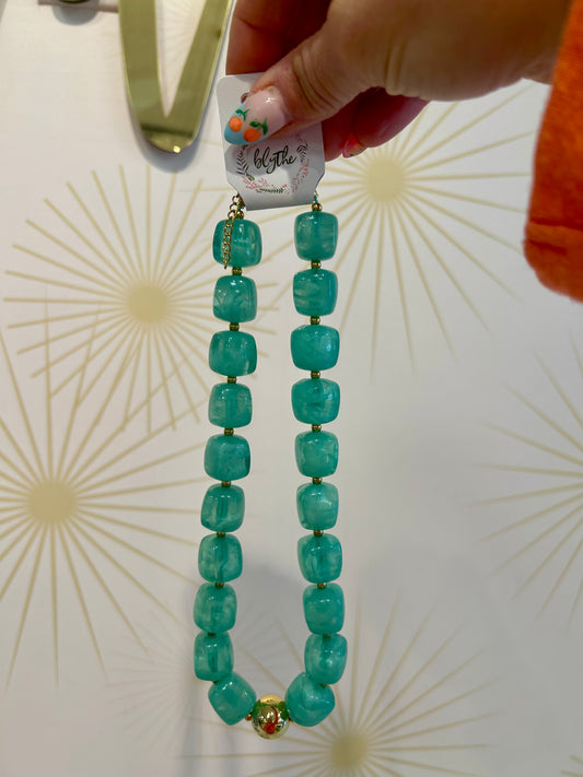 Green Cube Beaded Necklace