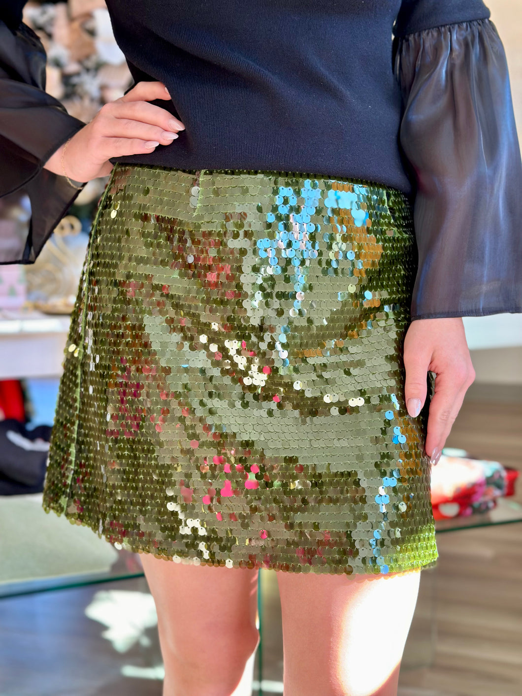 Alona Skirt in Glisten Green