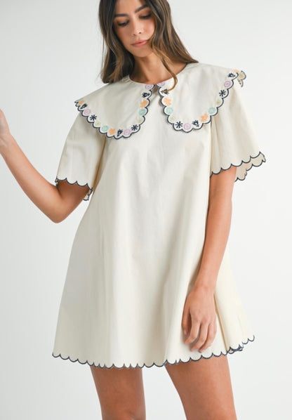 Ecru Peter Pan Collar Mini Dress