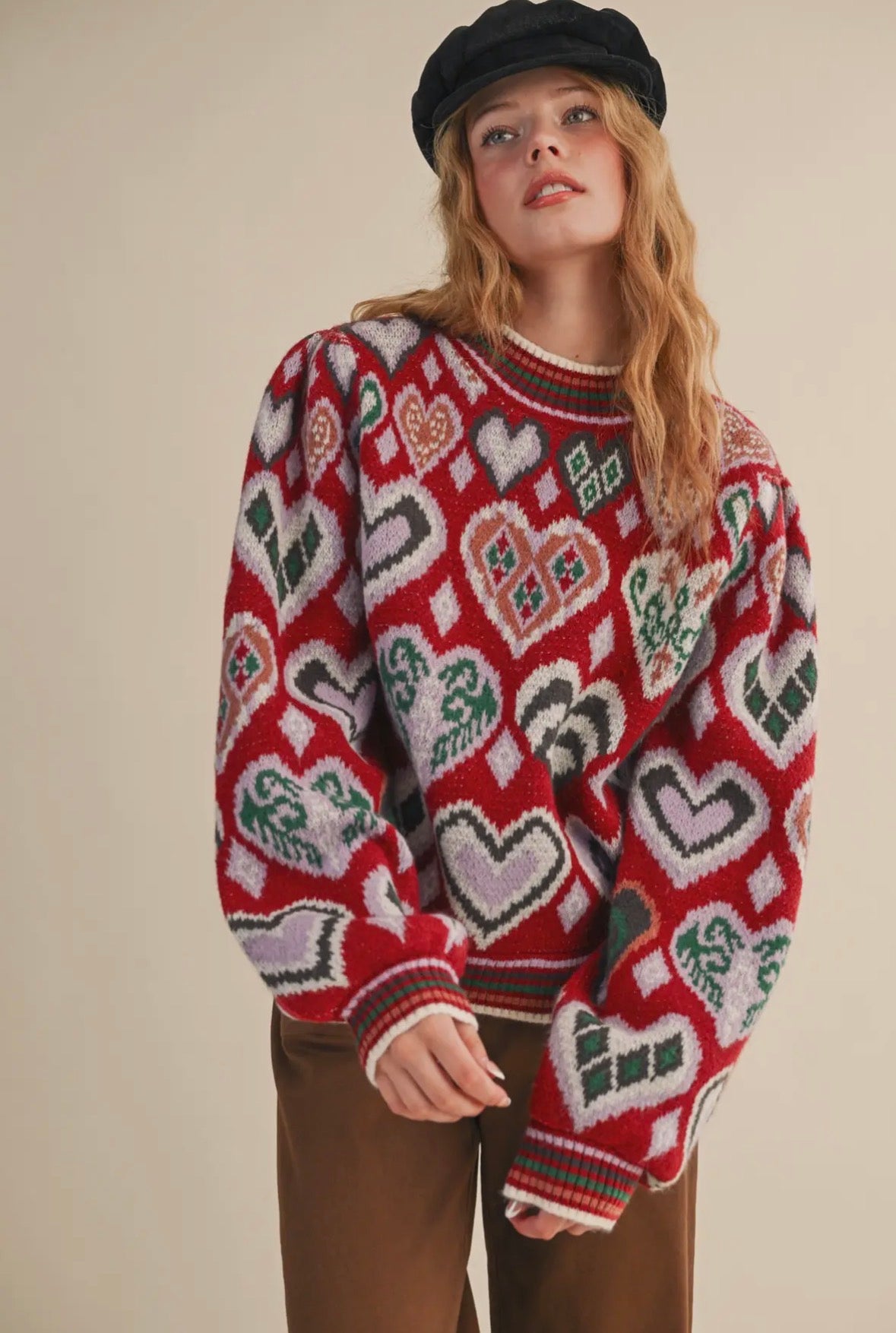 Heart Sweater in Wine