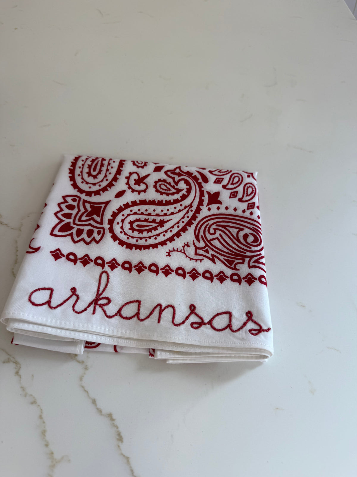 White & Red Arkansas Bandana