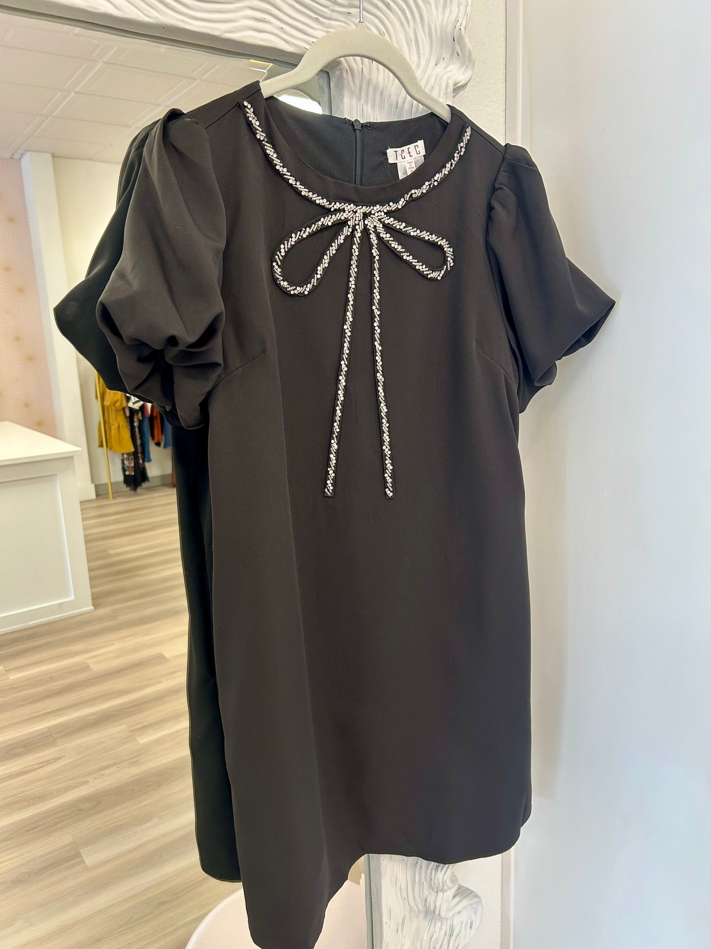 Crystal Bow Satin Dress