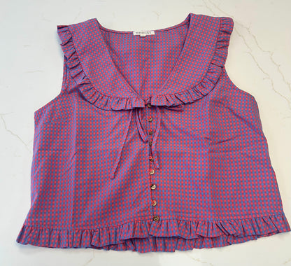 Ruffled Collar Plaid Blouse