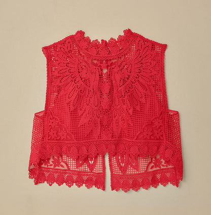Red Toucan Guipure Sleeveless Top