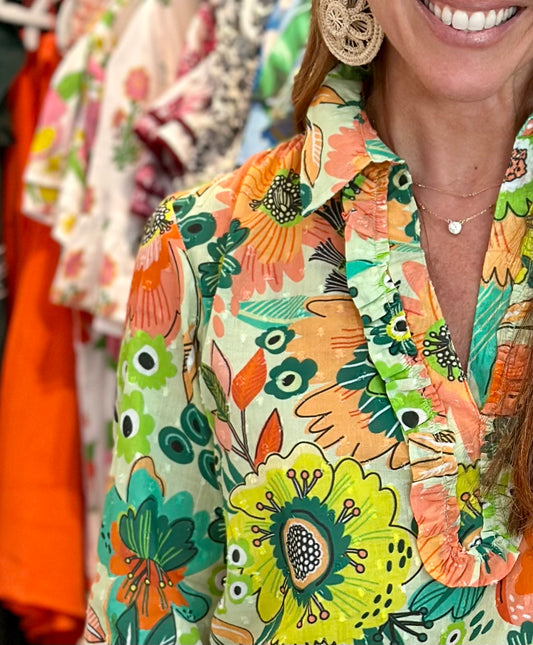 Ruth Top in Lime Floral