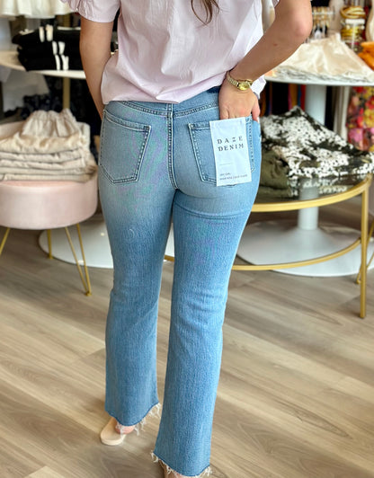 Shy Girl High Rise Crop Flare In Marina Vintage