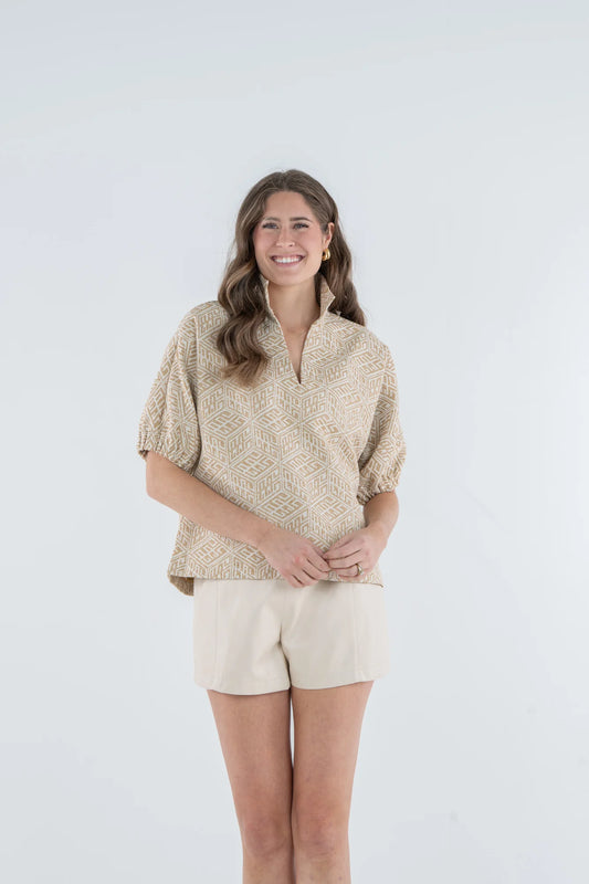 Mosaic Monogram Poppy Top