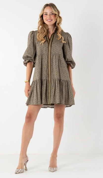 Sadie Dress in Green Tonal Monogram