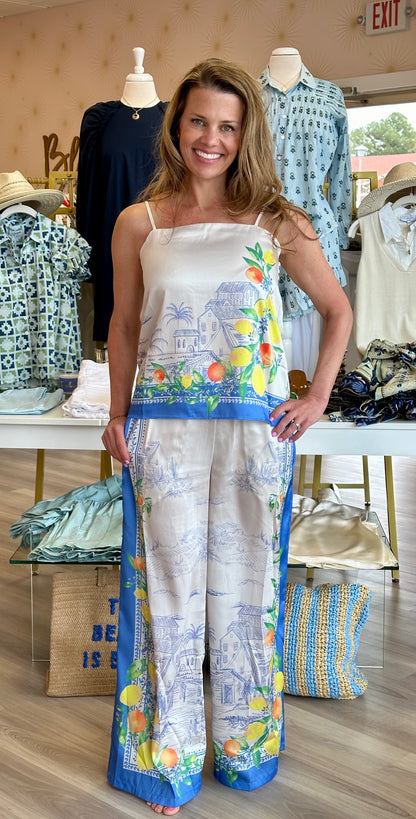 Long Wide Pants w/Smocked Waist