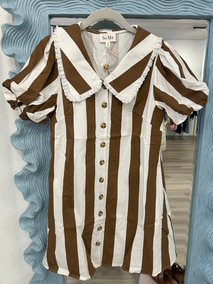 Cocoa Stripe Collar Dress