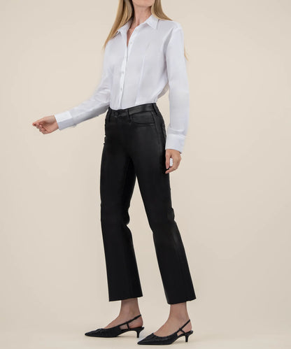 Kelsey Coated High Rise Ankle Flare in Black