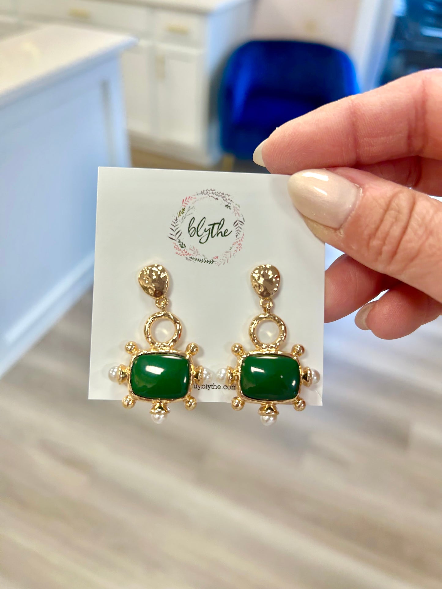 Green Drop Earrings
