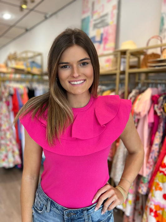 Fuchsia Ruffle Top