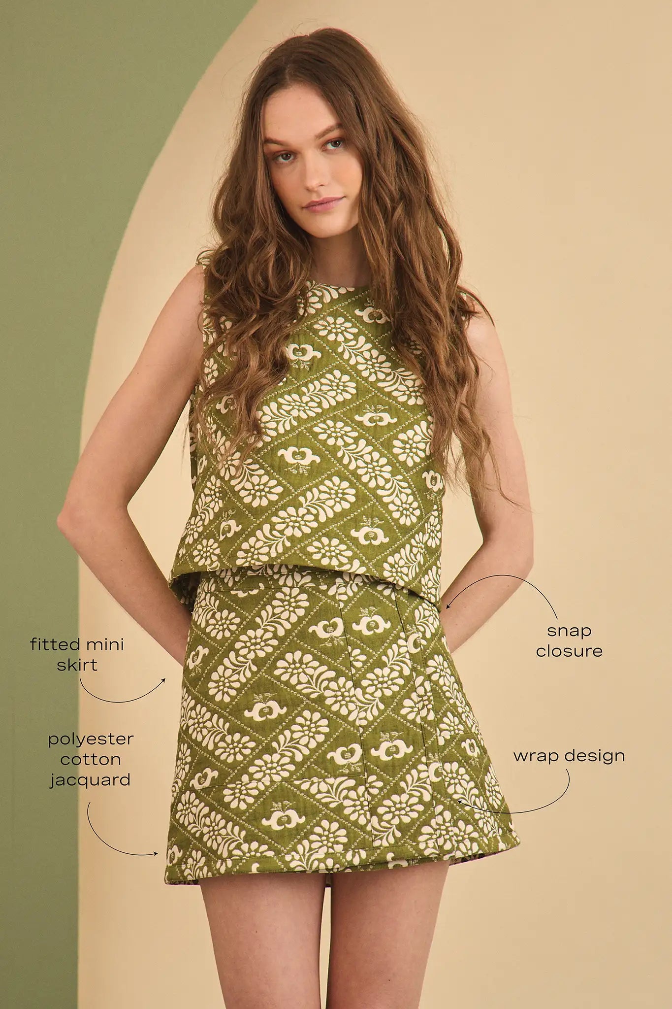 Powell Skirt in Jacquard Olive