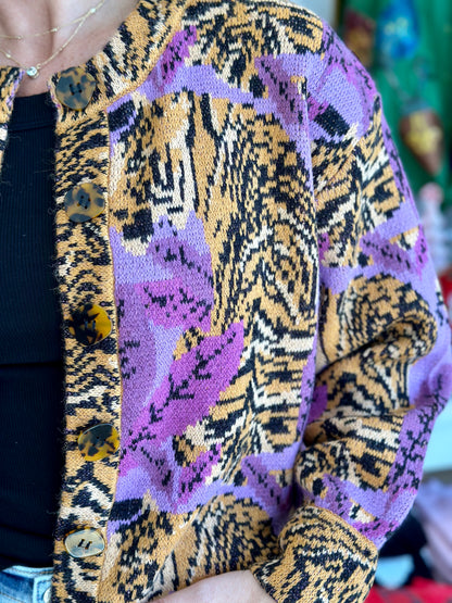 Tiger Leaves Knit Cardigan