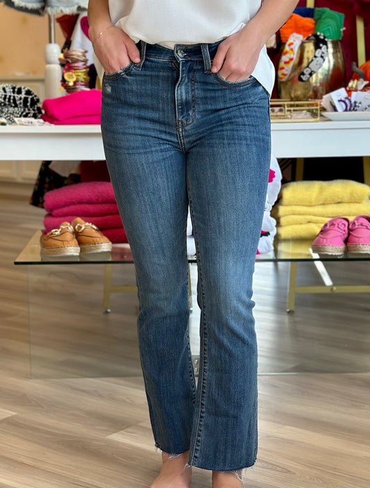 Shy Girl High Rise Crop Flare in Rumors