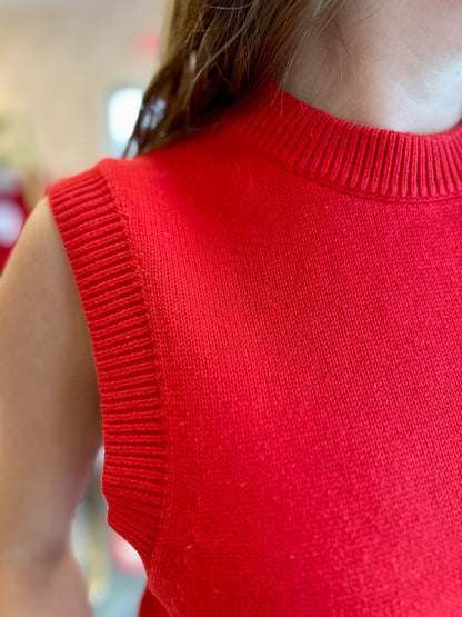 Mozart Sleeveless Vest in Mars Red
