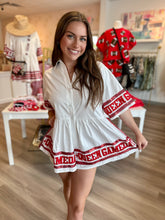 Load image into Gallery viewer, White &amp; Red Game Day Queen Romper
