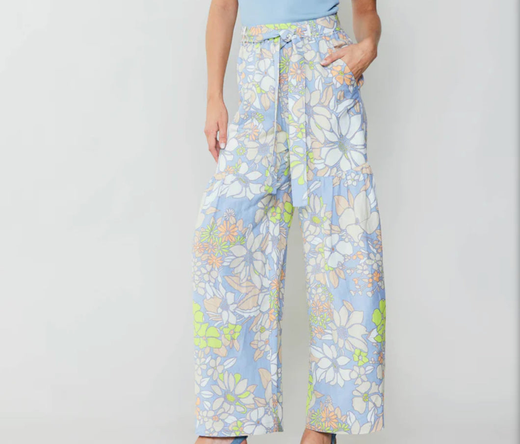 Wide Pants in Blue Floral