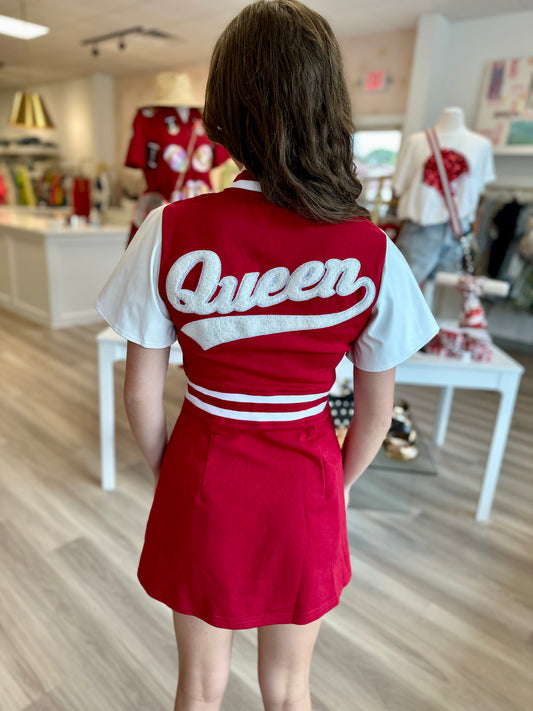 Red and White Letterman Dress