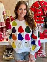 Load image into Gallery viewer, White Rainbow Fuzzy Ghost Sweatshirt
