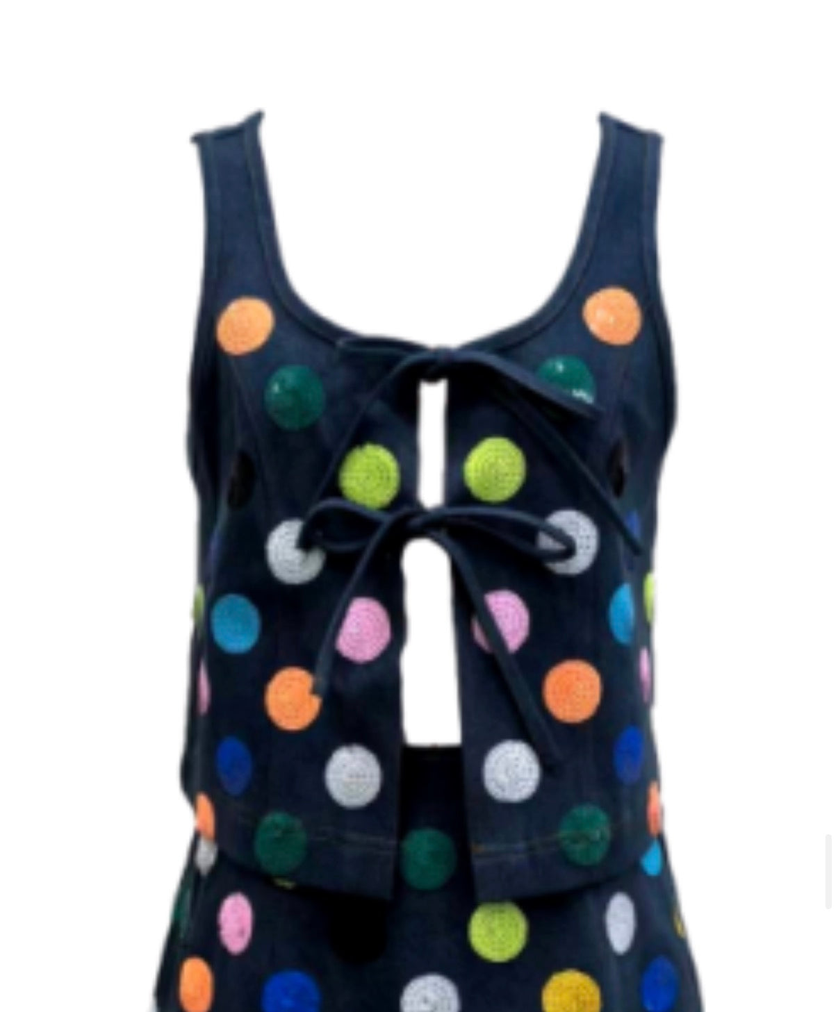 Confetti Denim Dot Tie Tank