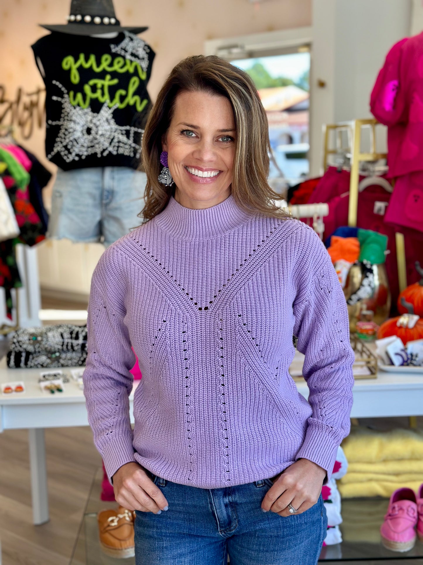 Lavender Mock Neck Sweater