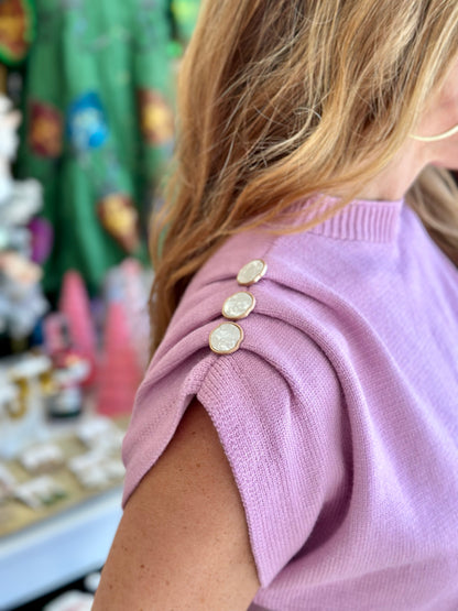 Short Sleeve Knit Top in Lavender