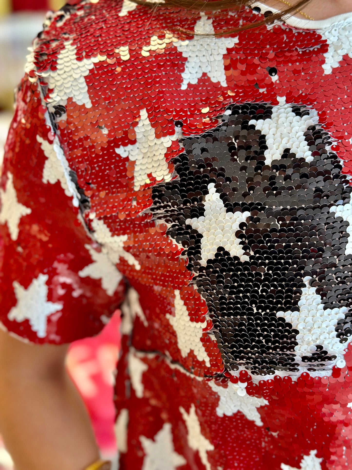 Star Sequin Top in Red/White