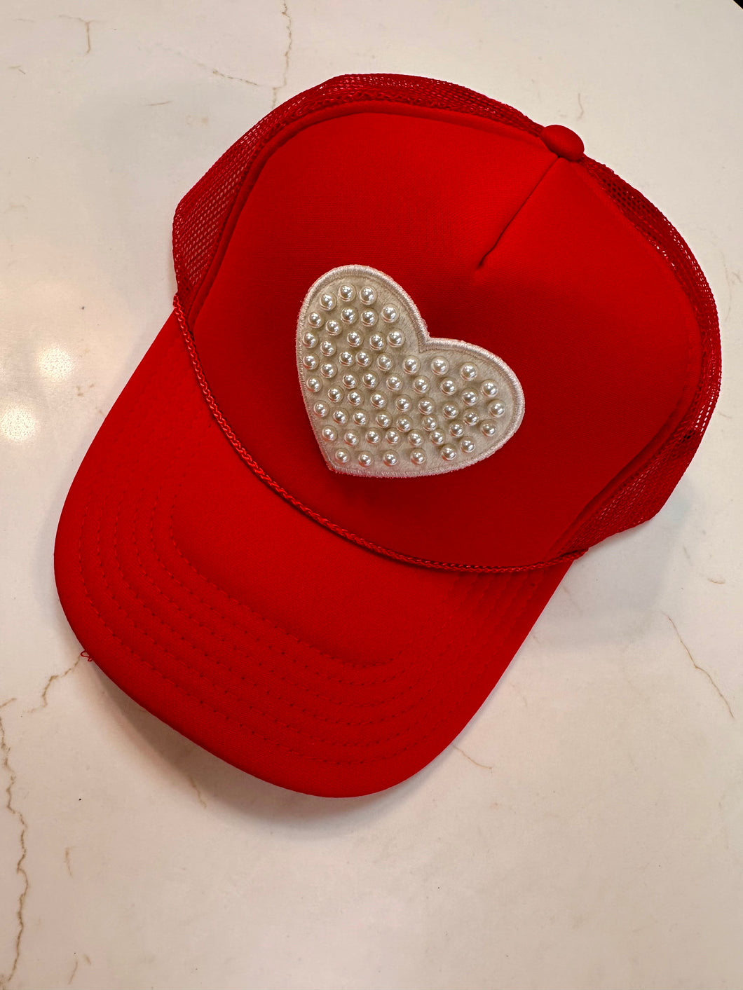Red Trucker with Pearls
