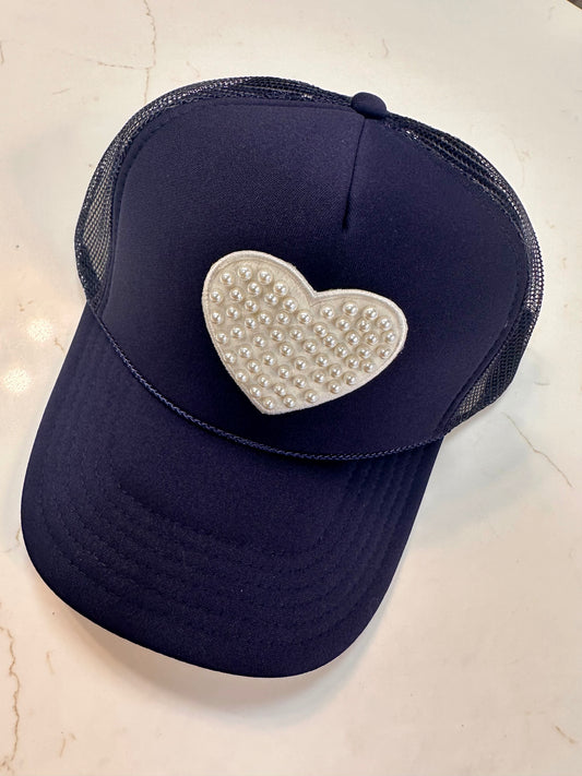 Navy Trucker with Pearls