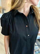 Load image into Gallery viewer, Everything Short Sleeve Dress in Black Poplin
