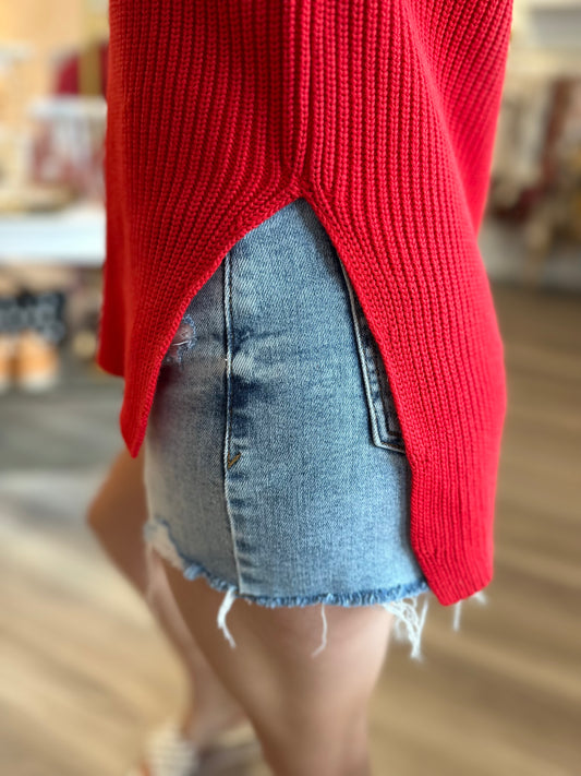 Mozart Sleeveless Sweater Tank in Mars Red
