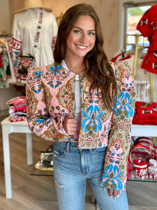 Clare Jacket in Teal Paisley