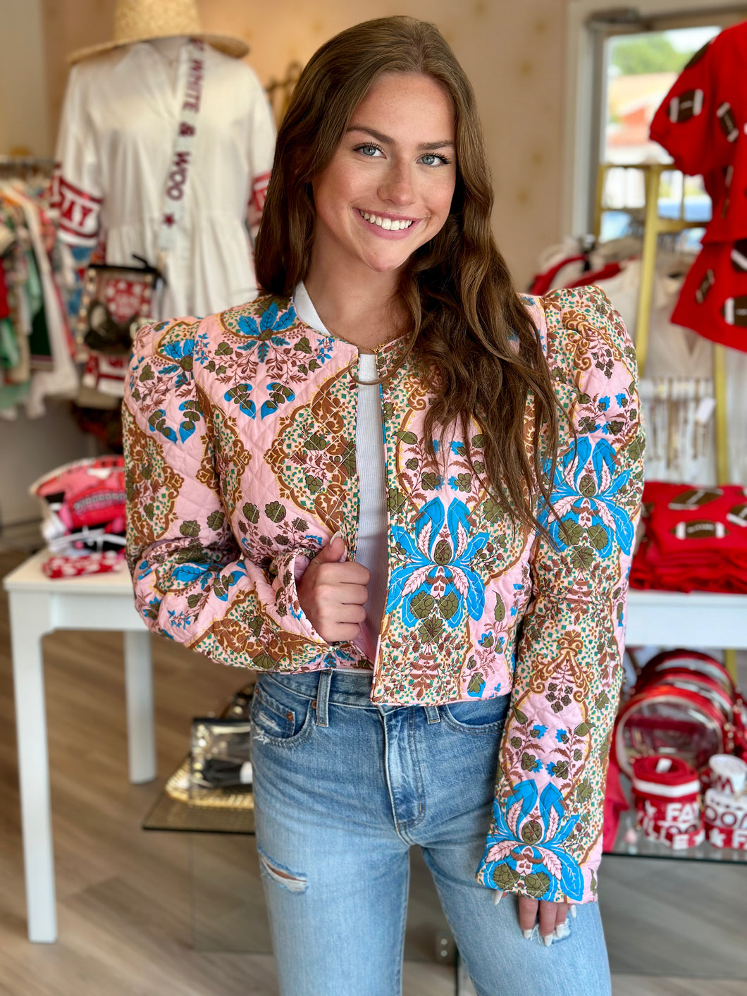 Clare Jacket in Teal Paisley
