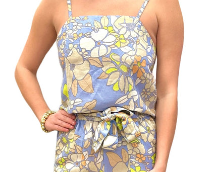 FINAL SALE Sleeveless Tank Top in Blue Floral