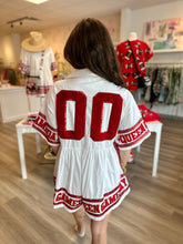 Load image into Gallery viewer, White &amp; Red Game Day Queen Romper
