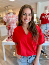 Load image into Gallery viewer, Betsy Collar Top in Red

