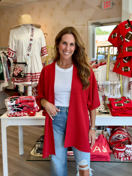 Miko Cardigan in Scarlet