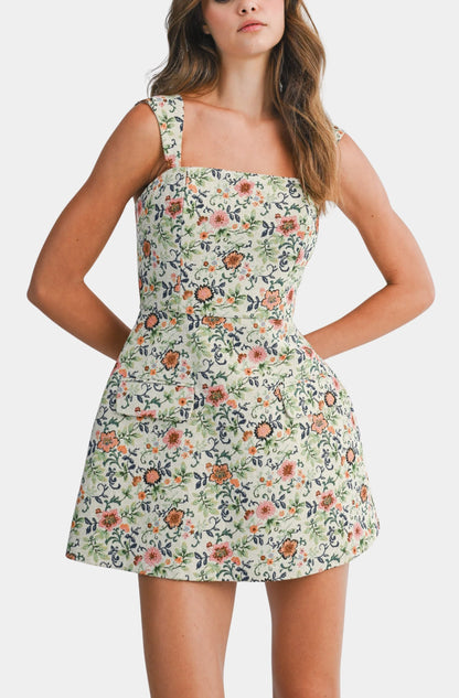 Floral Jacquard Mini Dress