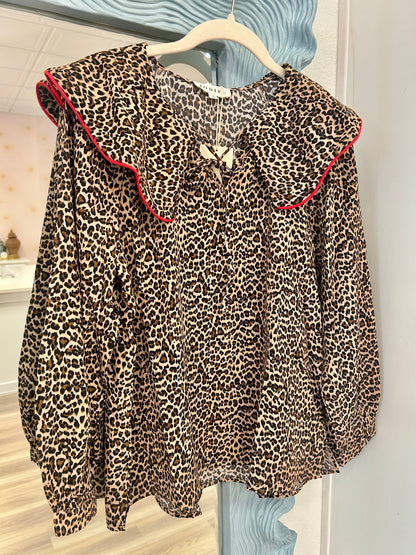 Melanie Blouse in Leopard/Red