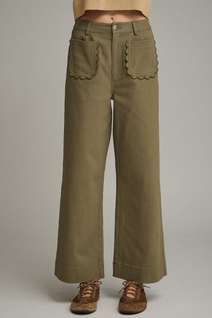 Oli Scalloped Pant in Olive